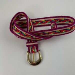 Multicolour Braided Belt with Gold Buckle
